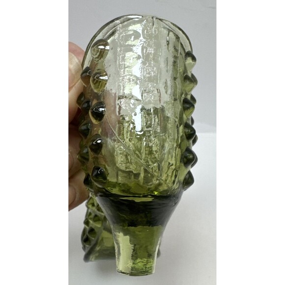 VTG USA Fenton Colonial Green Hobnail Slipper Shoe Ruby Red Daisy and Button - Picture 5 of 11